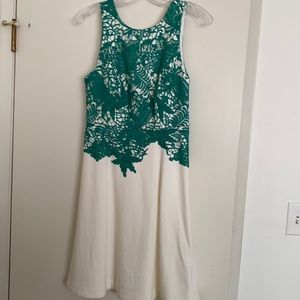 White with green lace dress